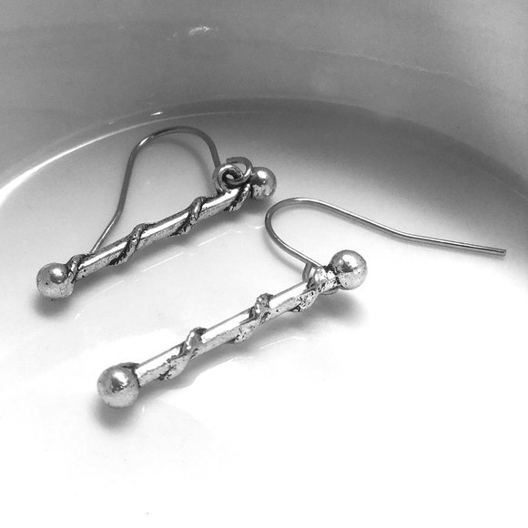 Miniature Baton Band Member Marching Band Leader Gift Charm Earrings - Picture 1 of 3